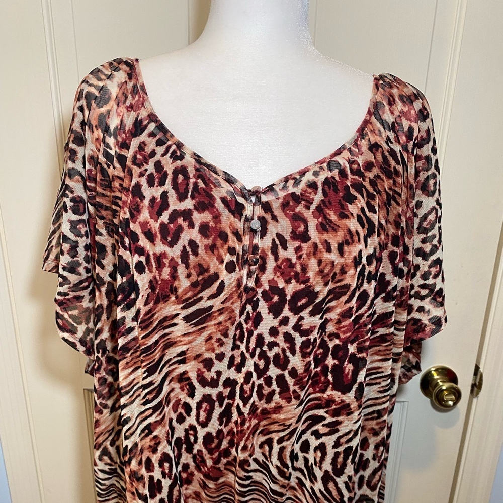 Apt 9 Animal Print Tank with Sheer Cover Blouse 2X